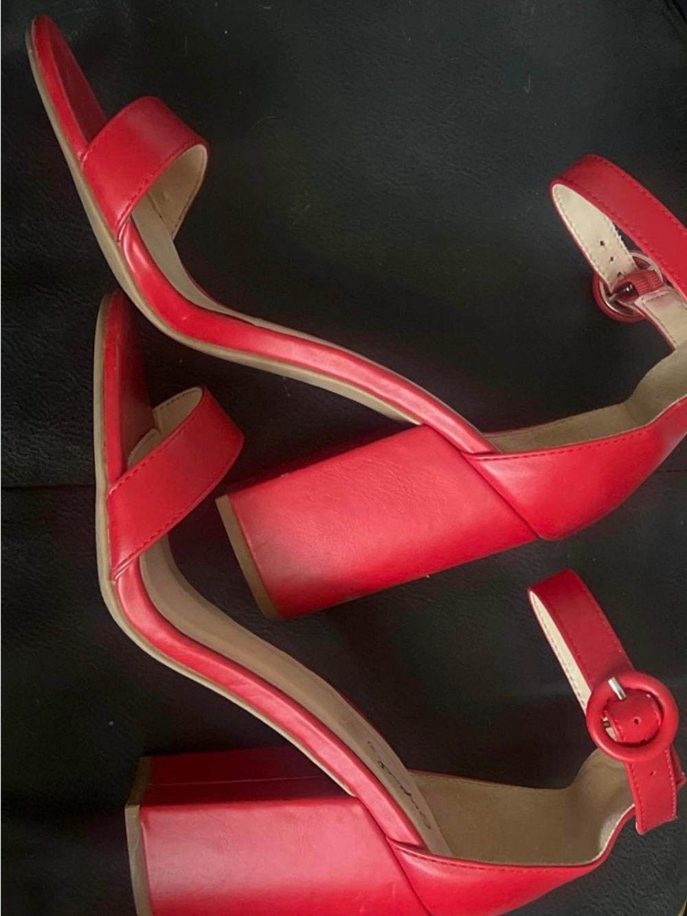 🍓Qupid Red Ankle Strap Block Heel Sandals | Size 8 | Like New